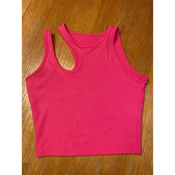 Pink Ribbed Crop Tank Top - Picture 2 of 2